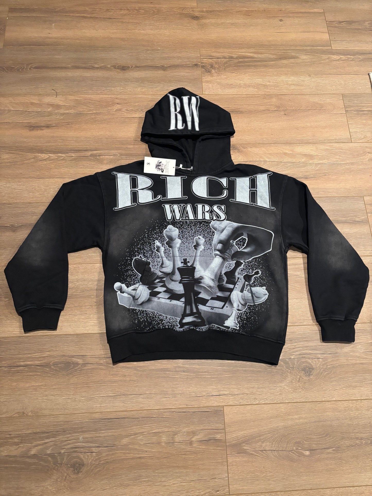 "Rich Wars" Black Washed Hoodie